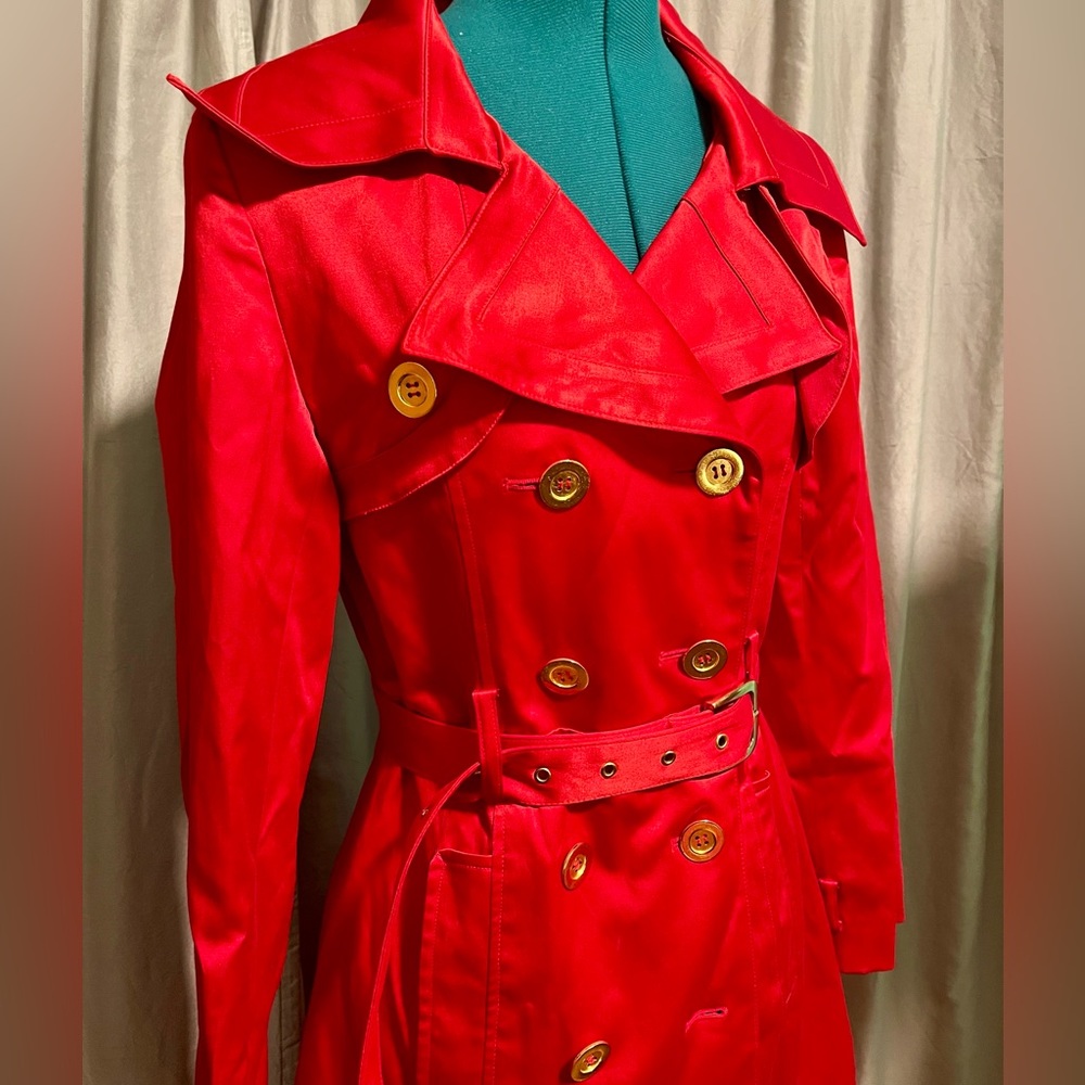 Bright red Varga trench coat size S